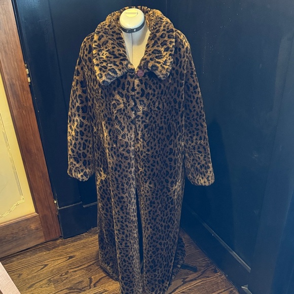 Vintage Faux Fur Leopard Full Length Coat - Picture 3 of 6